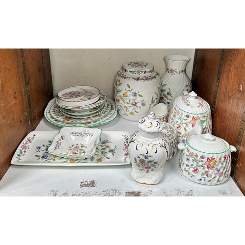 29 - A collection of assorted Minton Haddon Hall and Haddon Hall Blue tea wares, including teapots, cups,... 