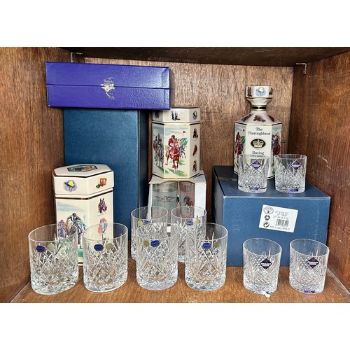 38 - A collection of mixed ceramics and glassware, comprising, a boxed set of four Edinburgh Crystal cut-... 