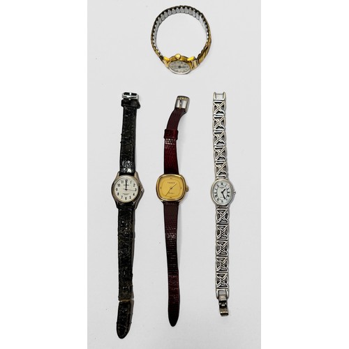 Four assorted ladies wristwatches comprising a gold plated Tissot