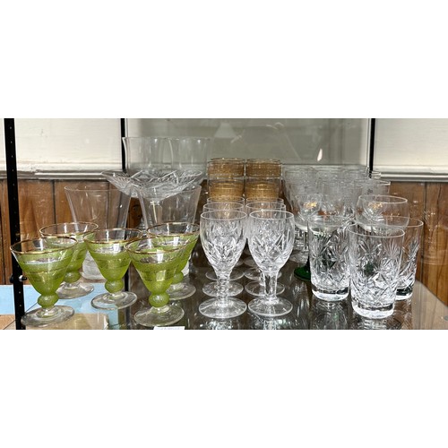 54 - A collection of assorted glassware comprising, a pair of Rene Lalique ‘Reims’ tumblers, blown-moulde... 