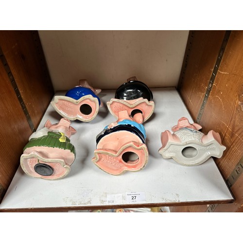 27 - A set of five Wade porcelain NatWest money box pigs (one AF)