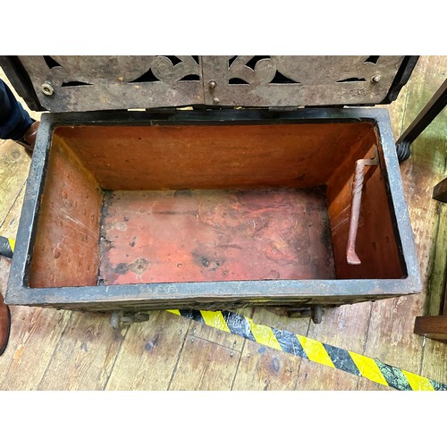 340 - A 17th century iron and iron bound strong box or 'Armada' chest of rectangular form, bound in rivete... 