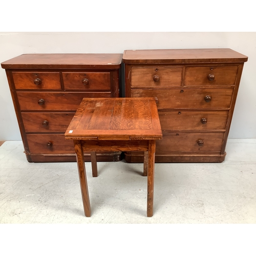 349 - Two Victorian mahogany chest of drawers, two short over three long drawers with turned wooden handle... 