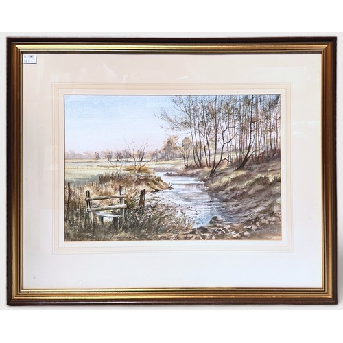 299 - Charles Fowler, study of Richmond Park, watercolour on paper, with label verso, approximately 50x60c... 