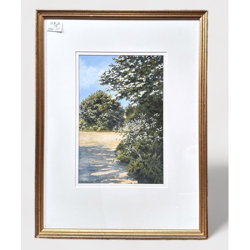 304 - David Iredale - Country Landscape- signed, watercolour, framed & glazed, 42x69cm, together with Roxa... 