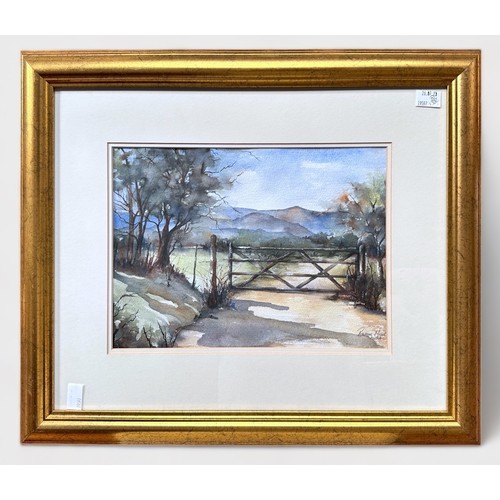 304 - David Iredale - Country Landscape- signed, watercolour, framed & glazed, 42x69cm, together with Roxa... 