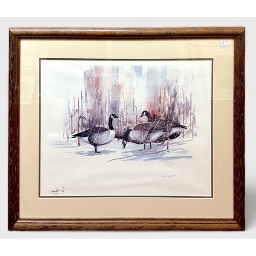 313 - Willie Crockett (American, 20th Century), two large watercolours depicting similar scenes of ducks i... 