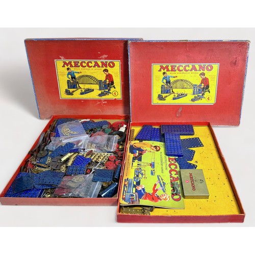 561 - Six assorted boxed Meccano outfit kits, red boxes with yellow labels, comprising set no. 3, 2 x no. ... 