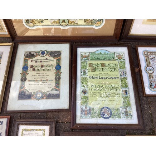 315 - Nineteen framed certificates with Oddfellows, Ancient Order of Forester and other interest. All pict... 