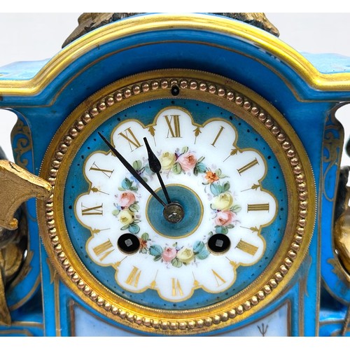 278 - A 19th Century French porcelain and gilt-metal mounted mantel clock, with eight-day movement by Wart... 