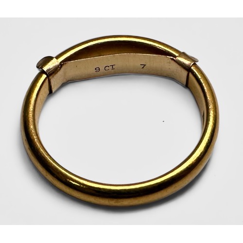 164 - A 22ct gold wedding ring with 9ct sizer, weight 5.56g inc.