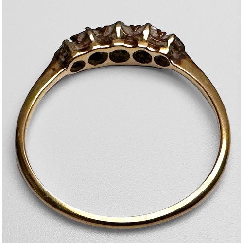 163 - An 18ct gold five-stone ring, set with 5 x round old-cut diamonds, estimated total diamond weight 0.... 