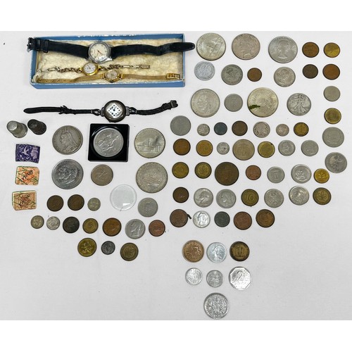 176 - A quantity of circulated imperial and foreign coinage and a small quantity of costume jewellery incl... 