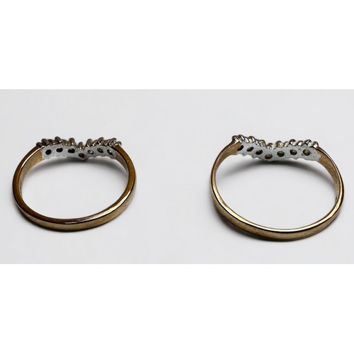 189 - Two 9ct gold wishbone rings, set with 14 x diamonds, estimated total diamond weight 0.84cts, weighs ... 