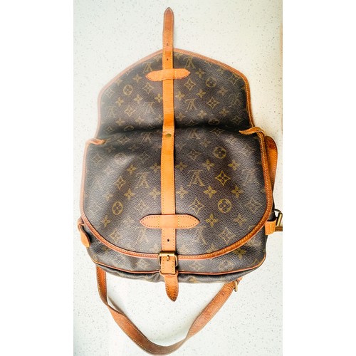 264 - A Louis Vuitton monogram Samur 30 bag, in brown canvas, 28 x 24 x 10cm, shoulder drop 49cm, with gol... 