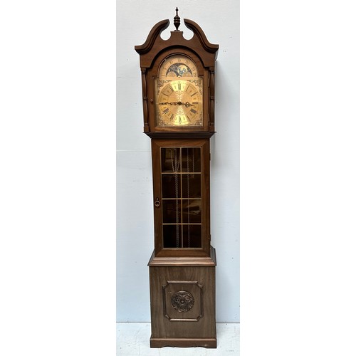 279 - Two various 20th century longcase clocks, each with moonphase and chiming movements, pendelum and th... 