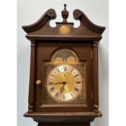 279 - Two various 20th century longcase clocks, each with moonphase and chiming movements, pendelum and th... 