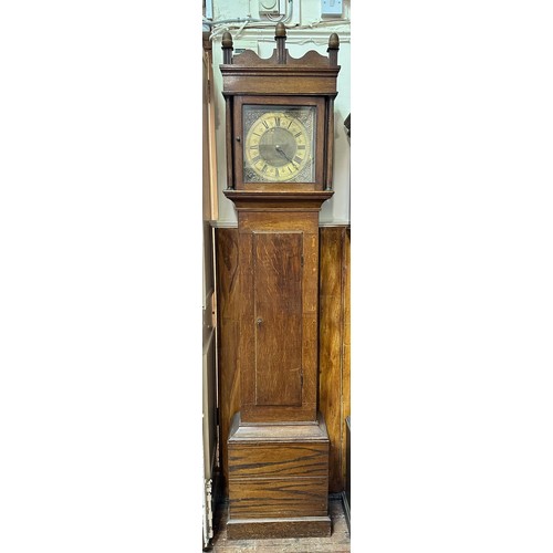 280 - A early 18th century 30-hour Longcase clock, with brass dial, chapter ring and pierced spandrels, oa... 