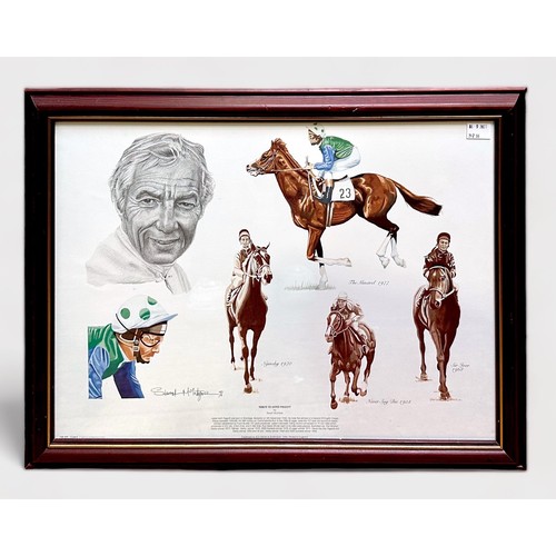 321 - Four various horse racing prints including a limited edition print after Claire Eva Burton, edition ... 