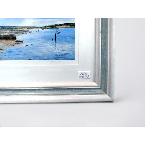 335 - Robert Scott (contemporary), 'Newtown Quay, Isle of Wight,' a pair of coloured prints, signed and ti... 