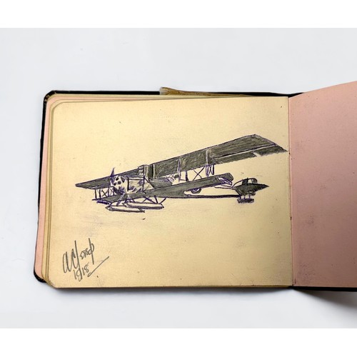 406 - A WW1 period autograph/sketch book of HMS Furious/ RAF/ RNAS interest, (The first RN ship converted ... 