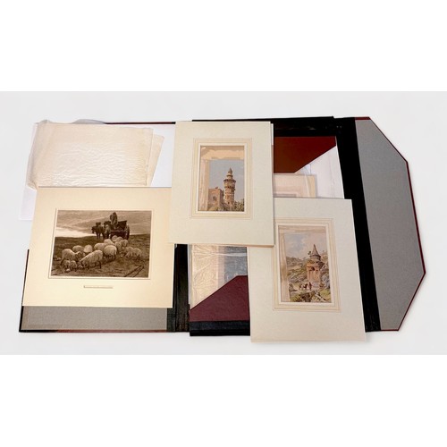 309 - A portfolio of mounted etchings, engravings and prints, including: C.O. Murray after Edwin Douglas '... 