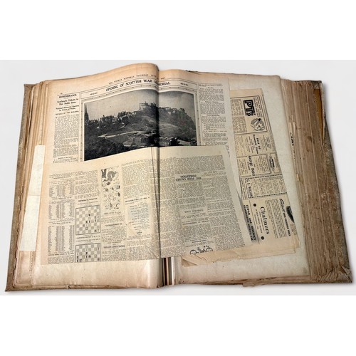 457 - A late 19th/early 20th Century large clothbound scrap book containing newspaper clippings dating fro... 