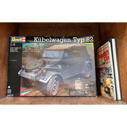 249 - Two boxed plastic scale model kits, to include, Revell 1:9 Kubelwagen Typ 82, no. 03073, and a Tamiy... 