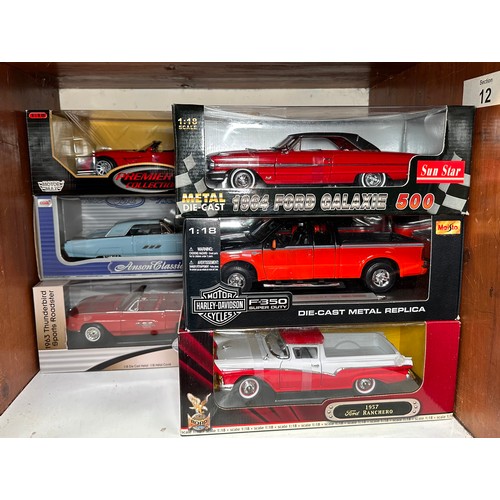 247 - A collection of five assorted Ford die-cast 1:18 scale model vehicles, comprising, Maisto, ERTL - Gr... 