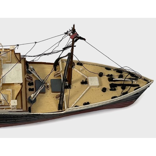 479 - Three various model ships, comprising a made-up 1/50 scale hardwood and balsa model of a Fishing Boa... 