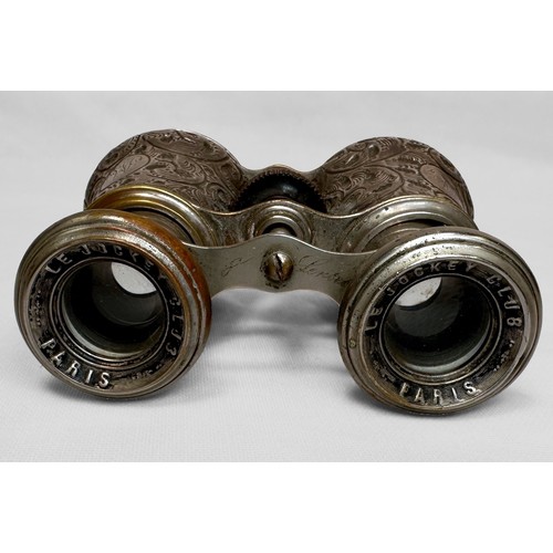 35 - A pair of Victorian sterling silver mounted binoculars, inscribed ‘Le Jockey Club’ to rim of lenses,... 