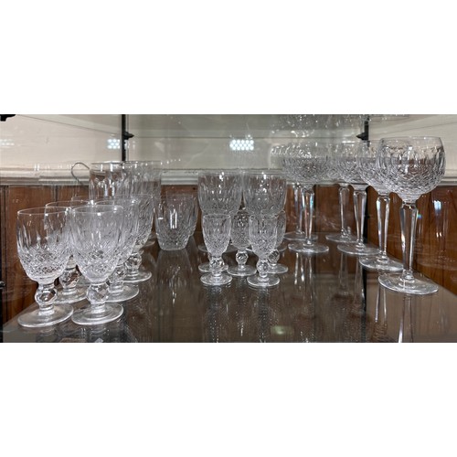 10 - A collection of Waterford Crystal Colleen pattern cut-glass, comprising, six wine glasses, six sherr... 