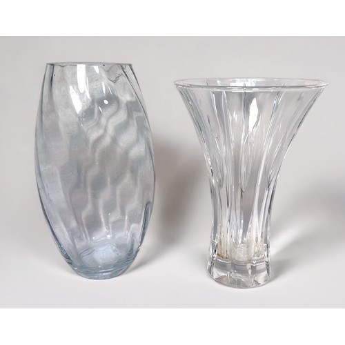 11 - Two glass vases, one a Marquis example by Waterford, of waisted form, the other of ovoid form, talle... 