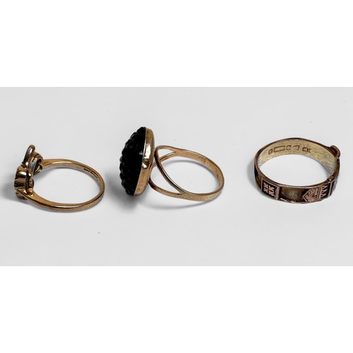 113 - Two various 9ct gold rings and a pair of 9ct white gold hoop earrings, gross weight approximately 7.... 