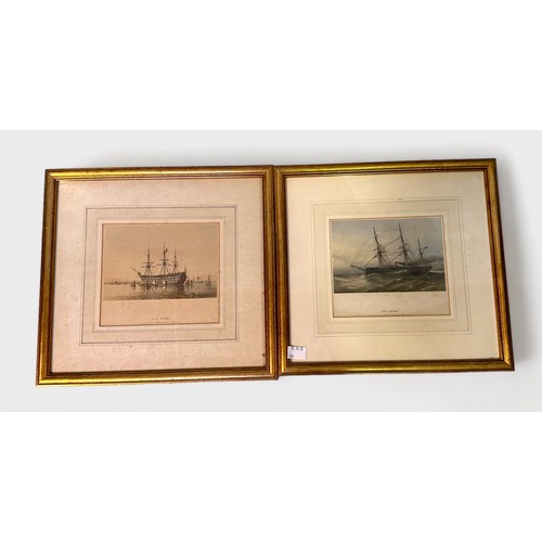 373 - Twenty-two various framed prints, mostly marine subjects and local topography, including some 18th c... 