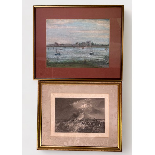 373 - Twenty-two various framed prints, mostly marine subjects and local topography, including some 18th c... 