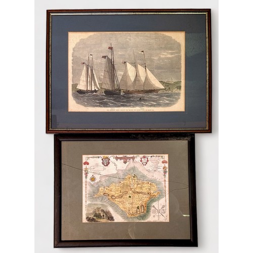 373 - Twenty-two various framed prints, mostly marine subjects and local topography, including some 18th c... 