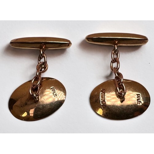 106 - A pair of 9ct gold oval cufflinks, gross weight approximately 5.7g