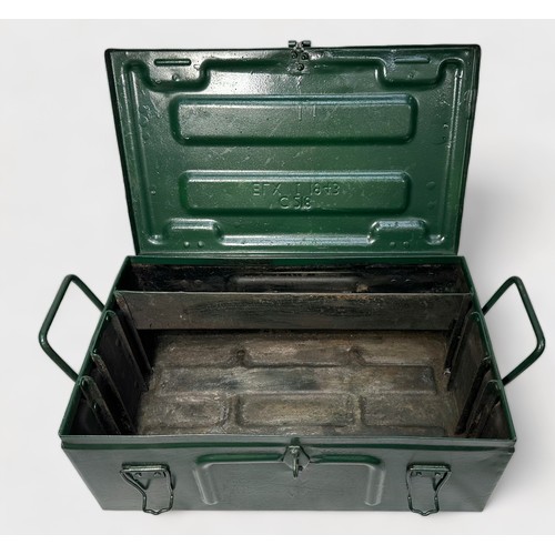 473 - WW2 metal ammunition box, impressed letters C218 ELX I, and dated 1943, panted dark green, 53x30cm (... 