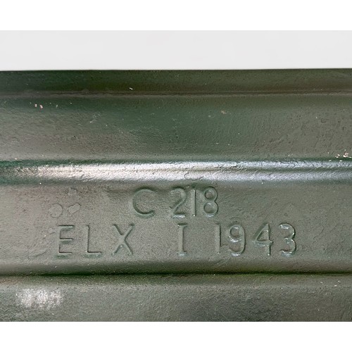 473 - WW2 metal ammunition box, impressed letters C218 ELX I, and dated 1943, panted dark green, 53x30cm (... 