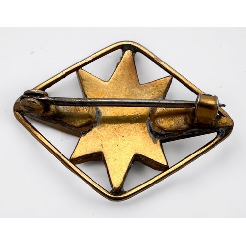 80 - A 9ct gold seed pearl and blue enamel star brooch, weighs 4.2 grams.