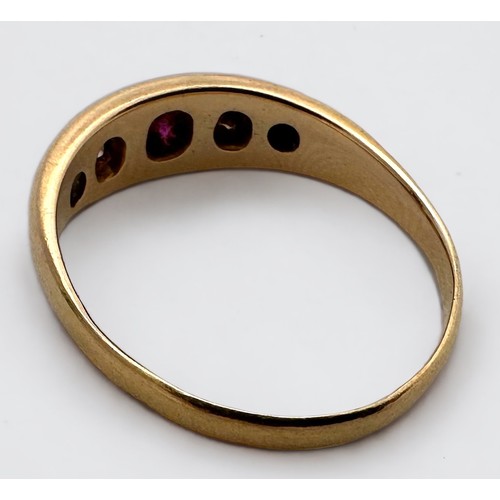 83 - An 18ct yellow gold ruby and diamond ring, hallmarked 1877, ring weighs 3.9 grams.