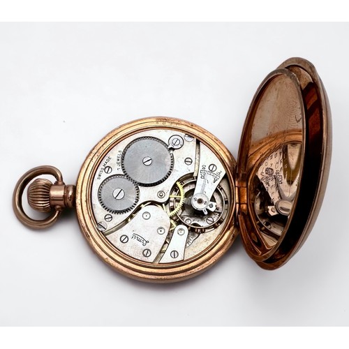 49 - A gold plated full hunter 1920's pocket watch by Limit, Stem winding movement, approximately 50mm in... 