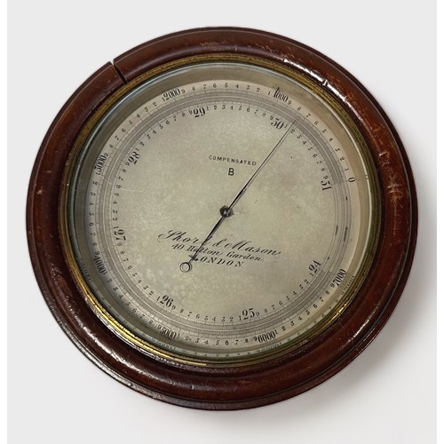 495 - A late Victorian aneroid barometer by Short & Mason, 40 Hatton Garden, London, with silvered dial, b... 