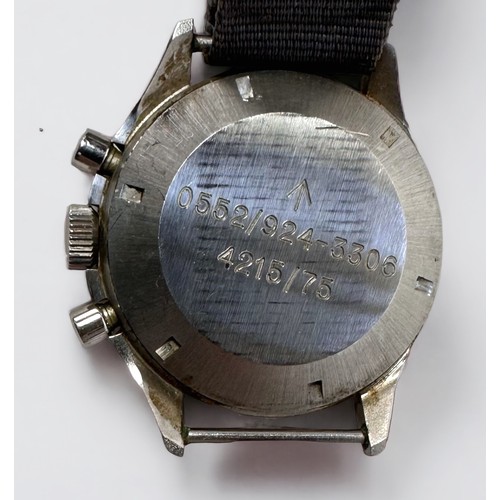 52 - A rare gents stainless steel British Royal Navy Lemania ‘Double Button’ chronograph wristwatch, date... 