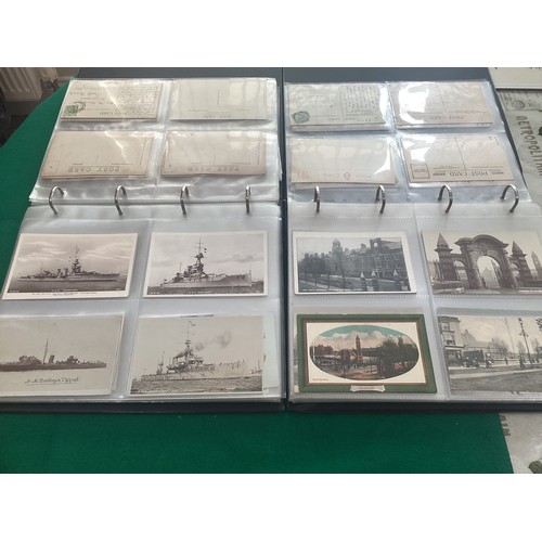 139 - Two albums of mainly postcard interest with approximately 276 images of Portsmouth naval related car... 