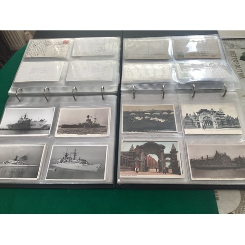 139 - Two albums of mainly postcard interest with approximately 276 images of Portsmouth naval related car... 