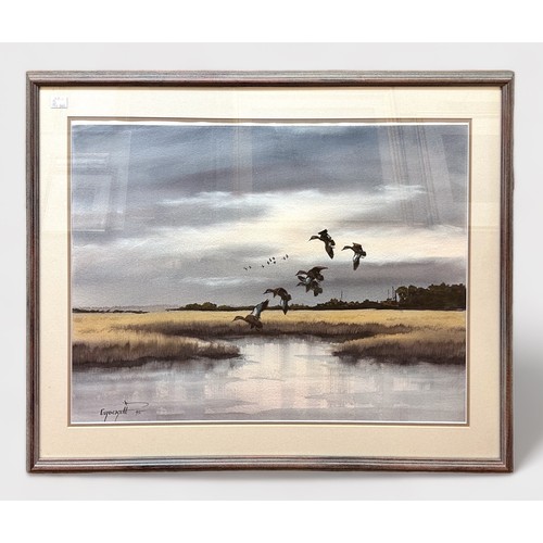 303 - Willie Crockett (American, 20th Century), two large watercolours depicting similar scenes of ducks i... 