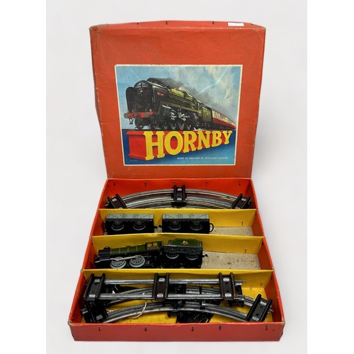 215 - Four boxed Meccano Hornby clockwork train sets comprising Tank Paasenger set no.41 (lacking tender) ... 