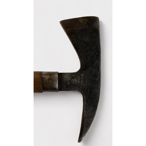 507 - A British WW2 ARP/Fireman's Axe, with iron head stamped Elwell 1942 over Crown and GR monogram, beec... 